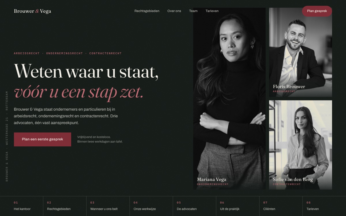 Brouwer & Vega Advocaten — websiteontwerp door Haagse Brandmerk