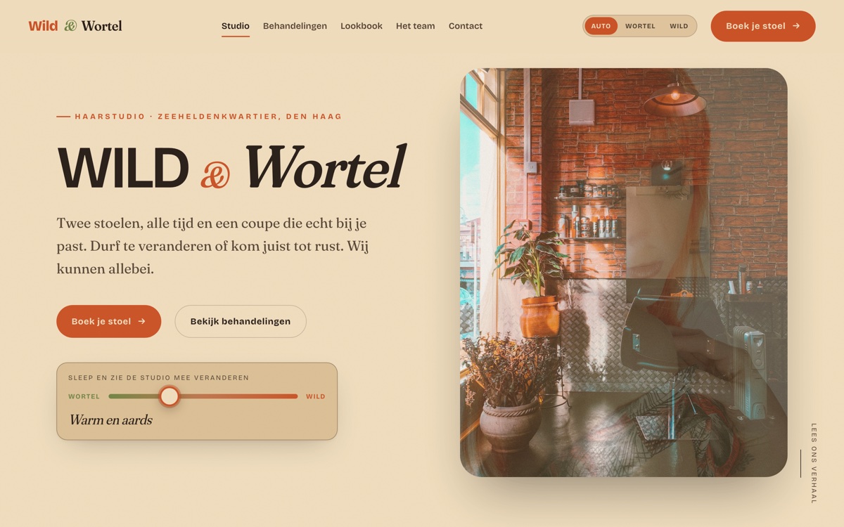Wild & Wortel: desktop-weergave