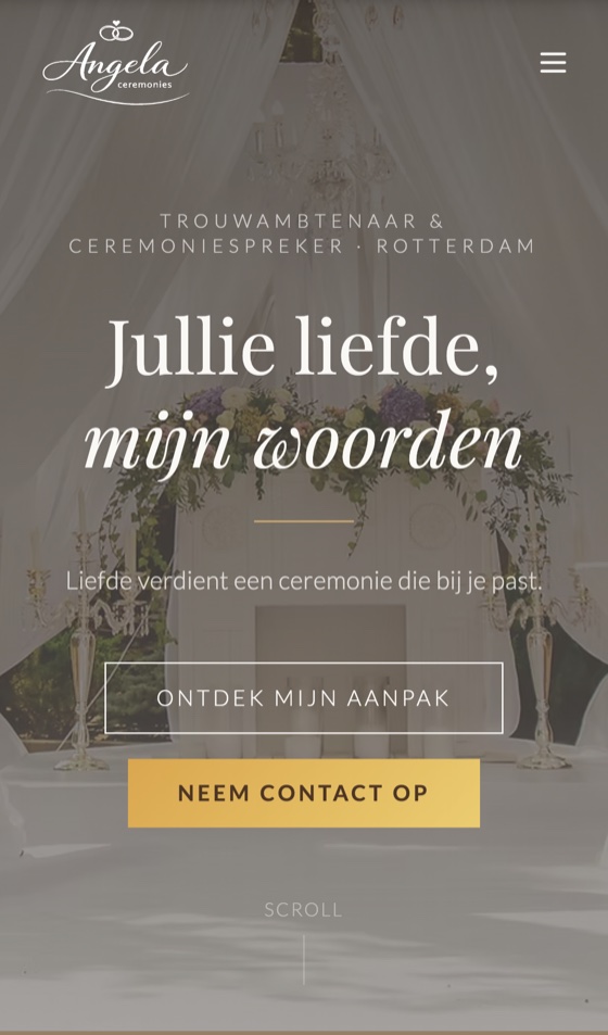 Angela Ceremonies: mobiele weergave
