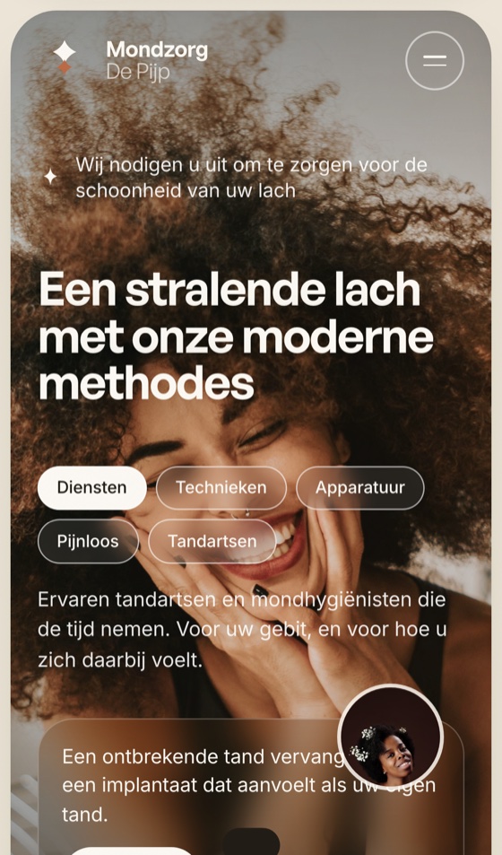 Mondzorg De Pijp: mobiele weergave