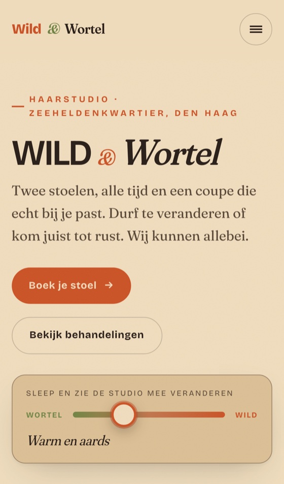 Wild & Wortel: mobiele weergave